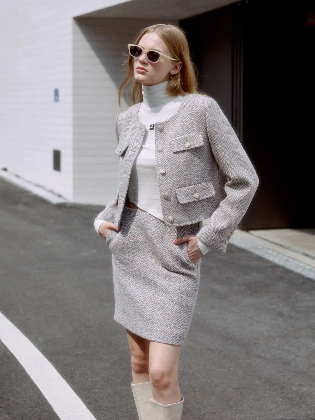 뮤제 MIENNE Tweed Wool Mini Skirt_Beige 상품 이미지 2
