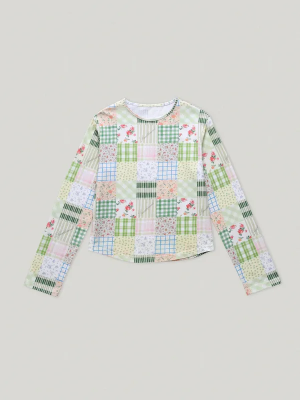 Shalott Floral Patchwork Tee Green (6th)
