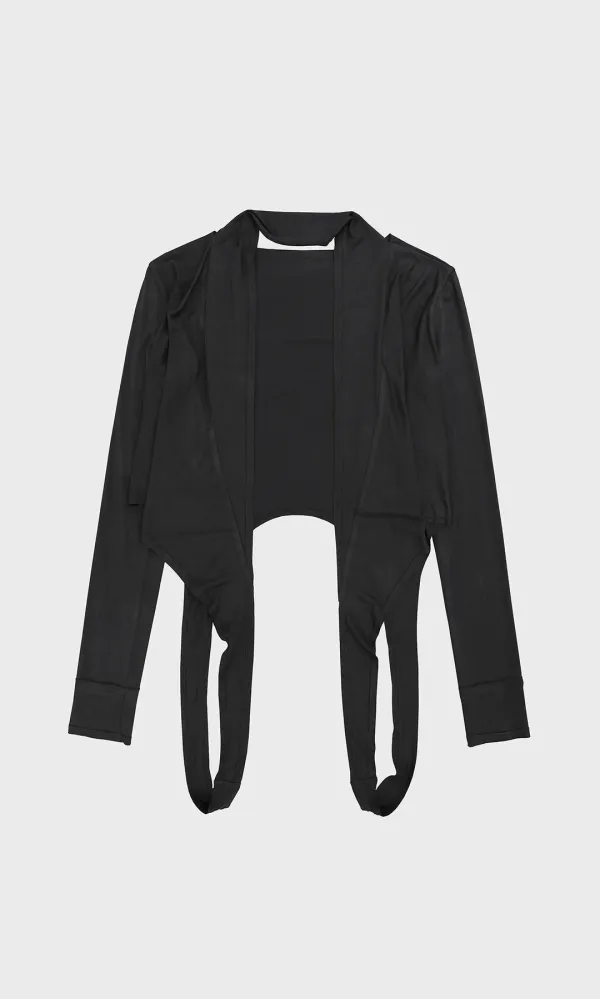 Raw-cut Drape Cardigan_Charcoal