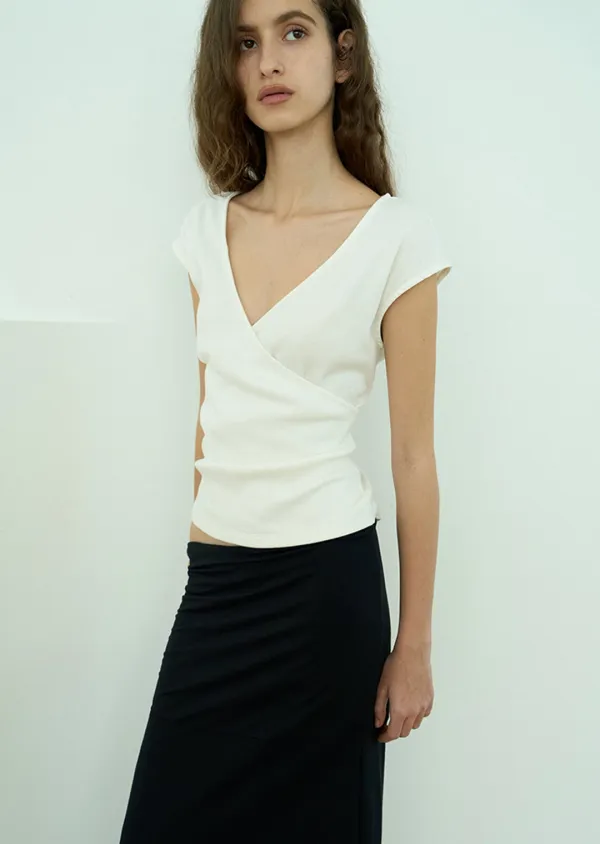 Slim fit wrap sleeveless / Ivory