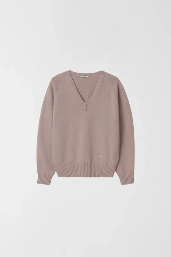 CASH MERINO WOOL V-NECK KNIT_MAUVE PINK_OD3C2MKN91MPK