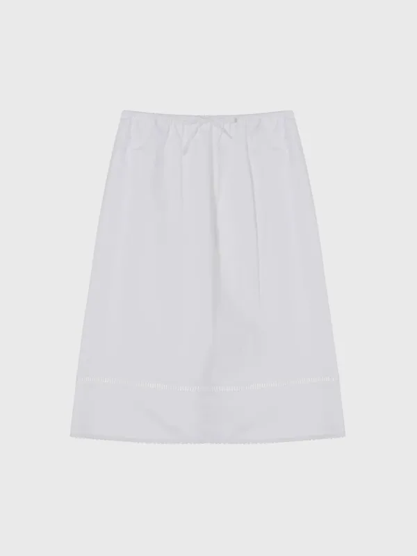 Linen lace trimmed skirt (white / gray)