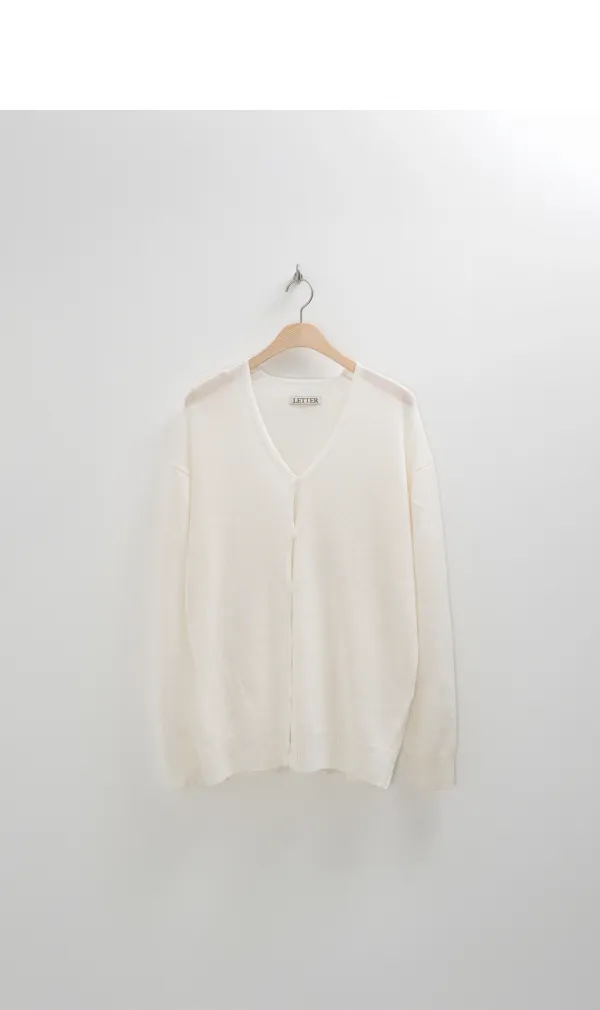 Paper button cardigan (white)