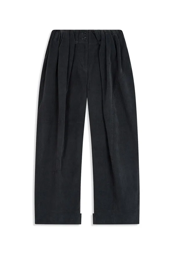 CORDUROY FULL GATHER PANTS, NAVY
