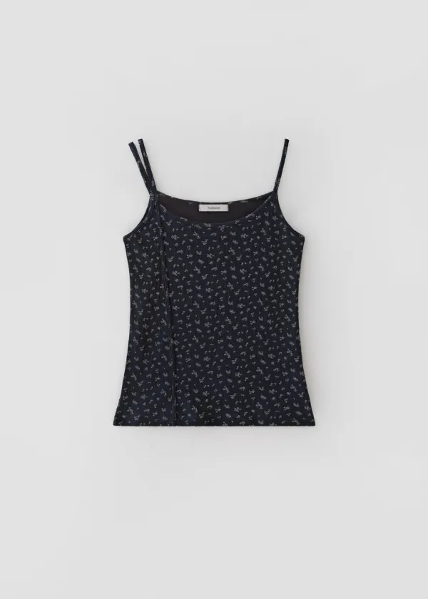 Floral double strap sleeveless (navy)