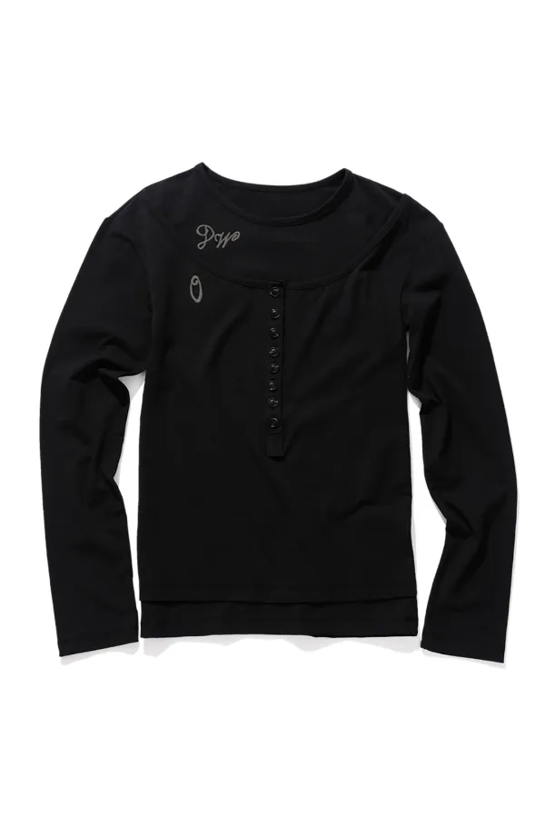Layered Henley Tee,  Blackout