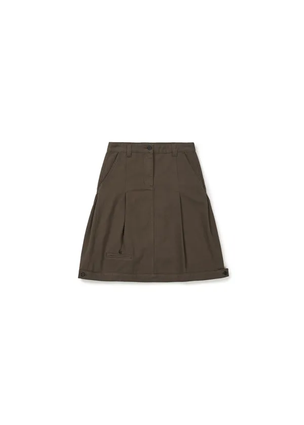 COTTON TAILORED MIDI SKIRT (BROWN)
