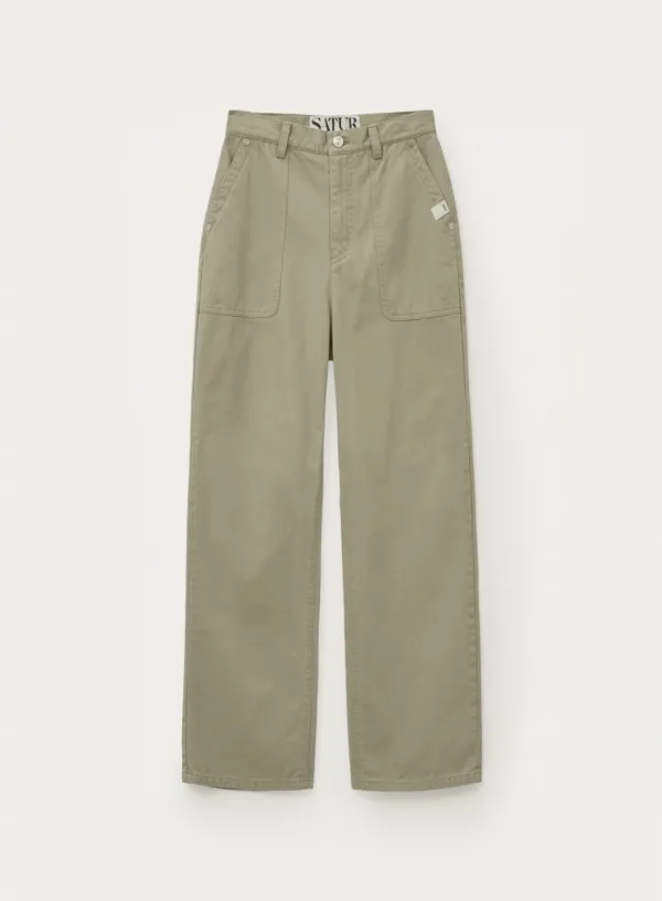 (W) Dying Semi Wide Fatigue Pants - Light Beige