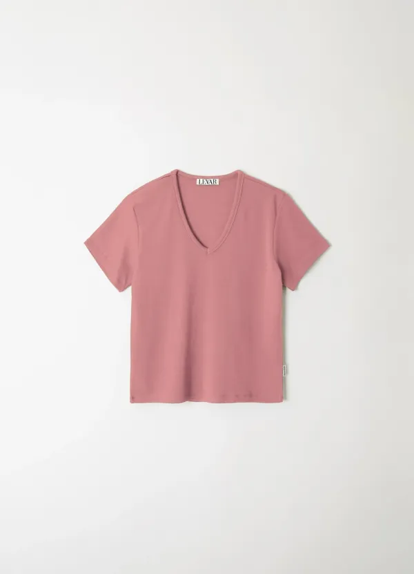 All-day Cotton V-neck T-shirt - Dusty Rose