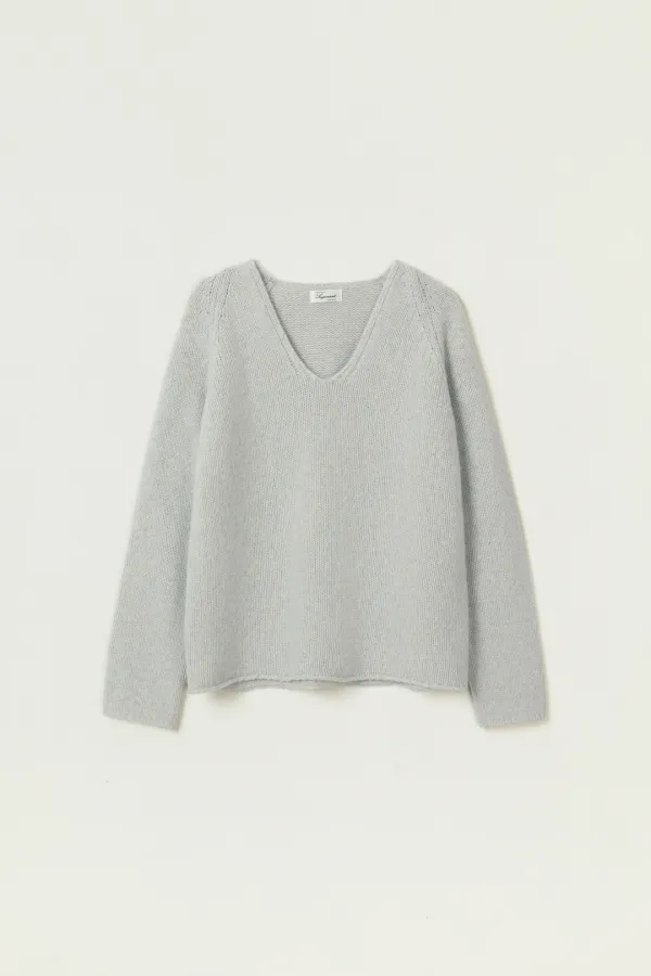 ROWAN ALPACA V NECK KNIT_GRAY