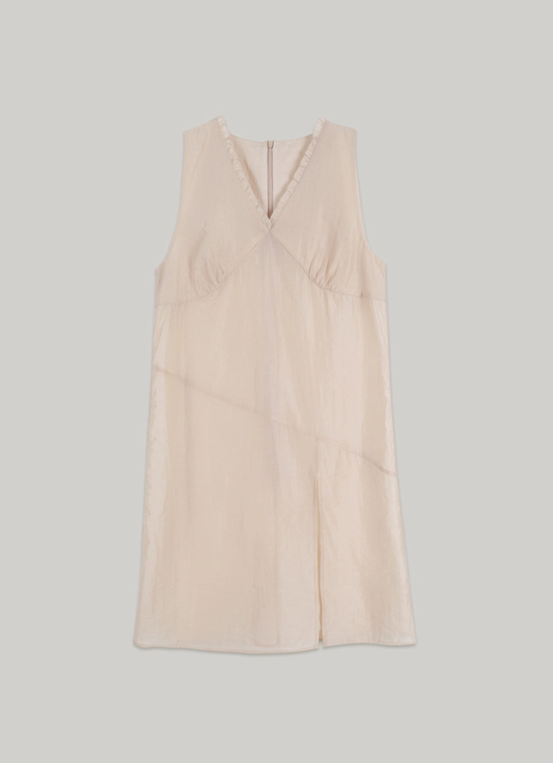 아워코모스 comos 1494 v-neck layered cut dress (pink beige) 상품 이미지 3