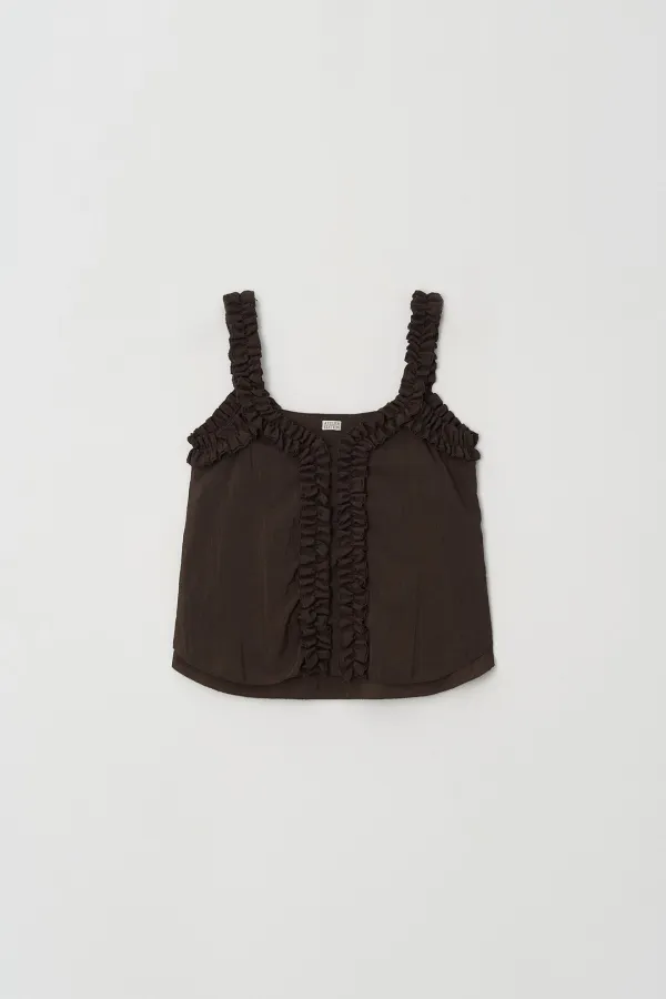 [4차] Shirring Shoulder Top (brown) - 아뜰리에에디션