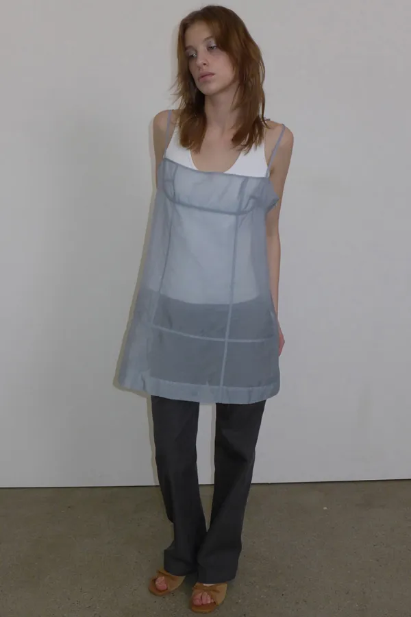 SHEER BUSTIER DRESS_HAZE BLUE