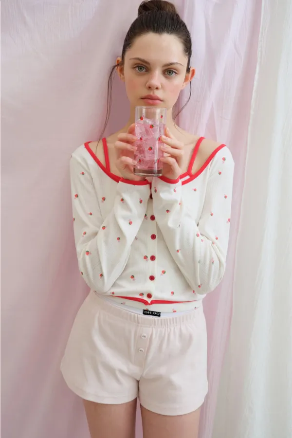 STRAWBERRY CARDIGAN SET (WHITE & RED)