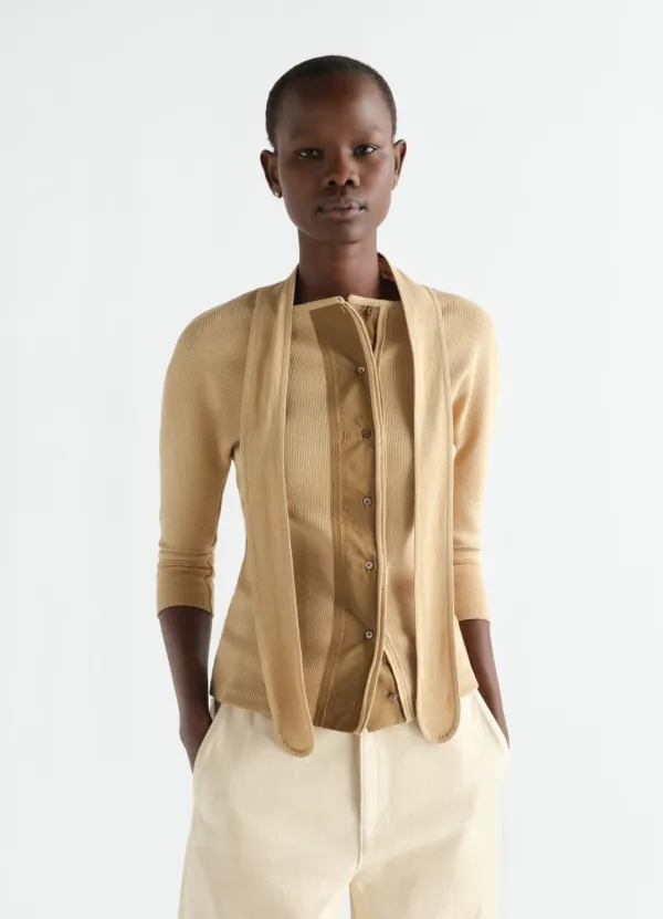 ASCOT T-SHIRT IN LINEN AND COTTON RIBBED JERSEY