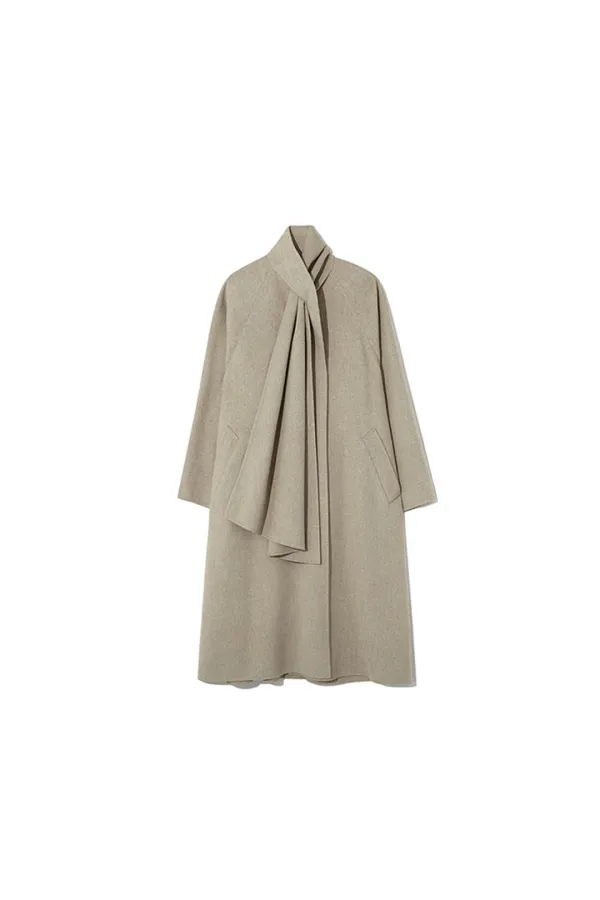 WOOL HANDMADE SCARF COAT [BEIGE]