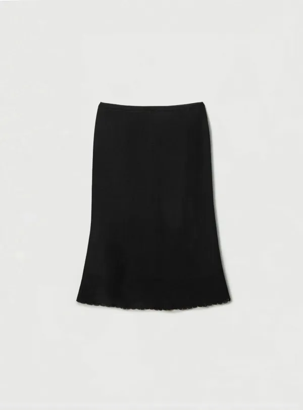 KNIT MIDI SKIRT - BLACK