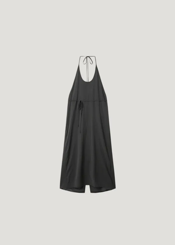 Sensual Halter Wrap Dress_Charcoal