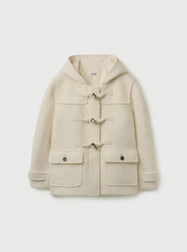 WOOL HOODED DUFFLE COAT