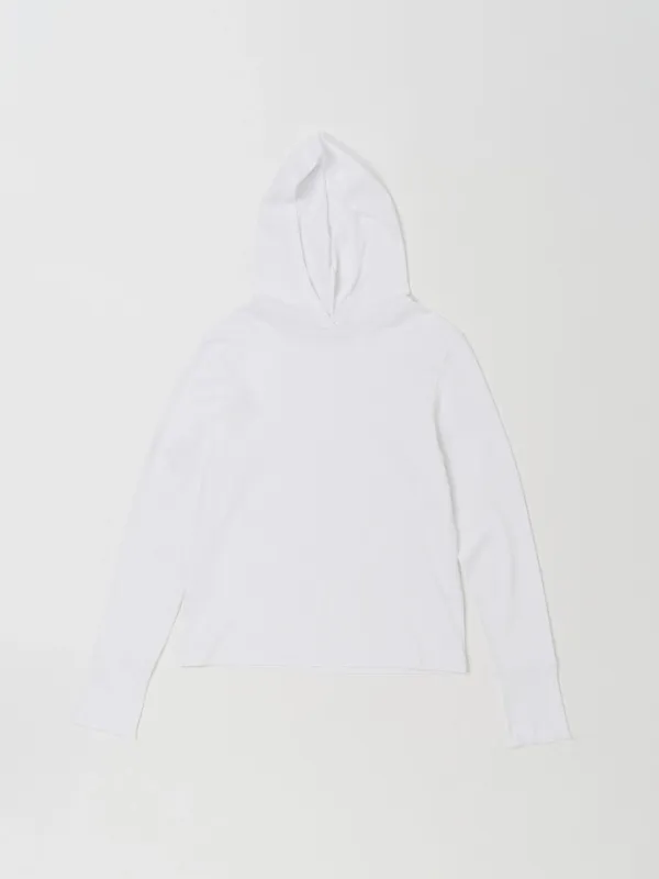 SNUG HOODED LONG SLEEVE TEE IN WHITE