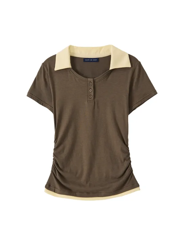 Collar Point Slim Fit T_ Brown