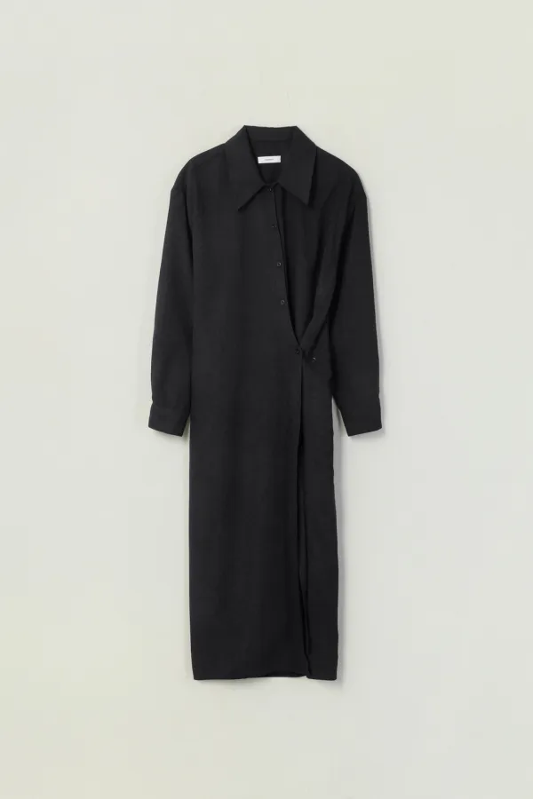 BENI SHIRT WRAP LONG DRESS_BLACK
