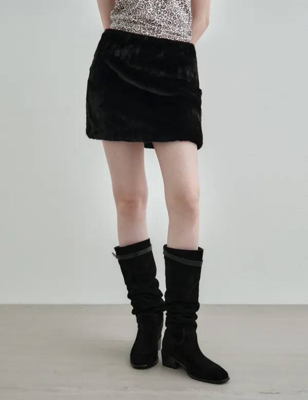 퍼 미니 스커트 블랙 MDSK031BLACK