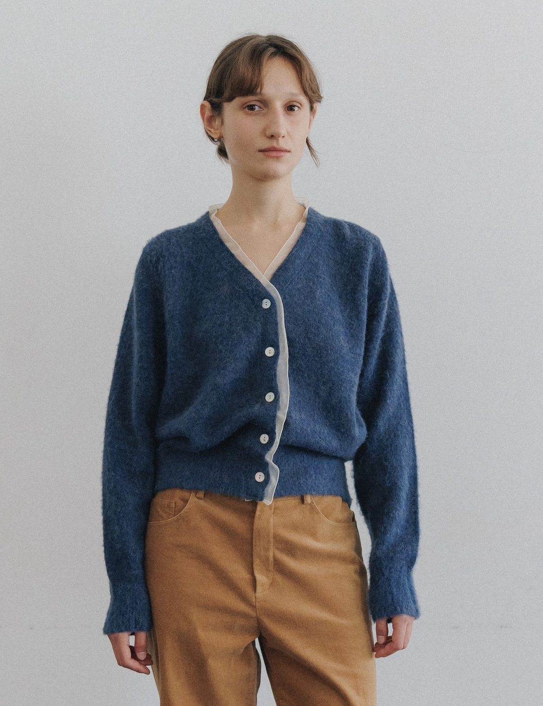 시엔느 Rosha Organza Alpaca Cardigan (Blue) 상품 이미지 1