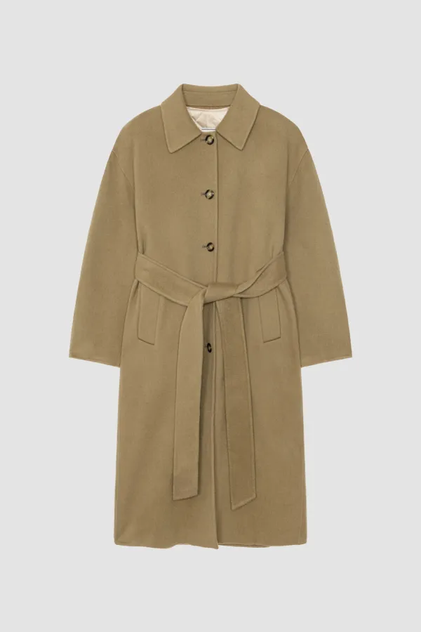 QUILTED LINING HANDMADE ALPACA COAT_OLIVE BEIGE