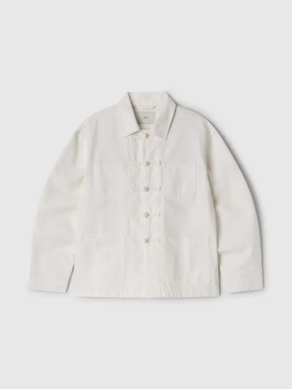 [Exclusive] Knot Button Cotton Work Jacket (White)
