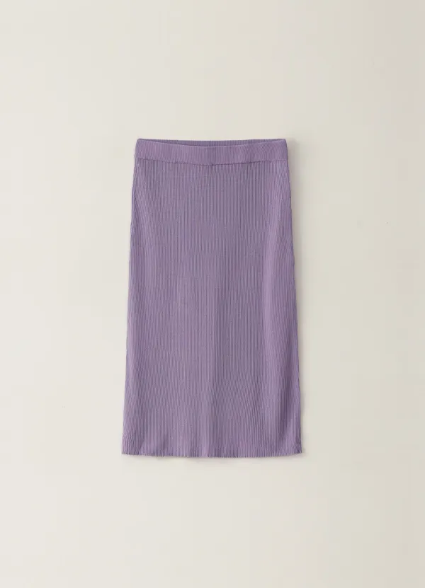 Ribbed Slim Knit Skirt - Purple
