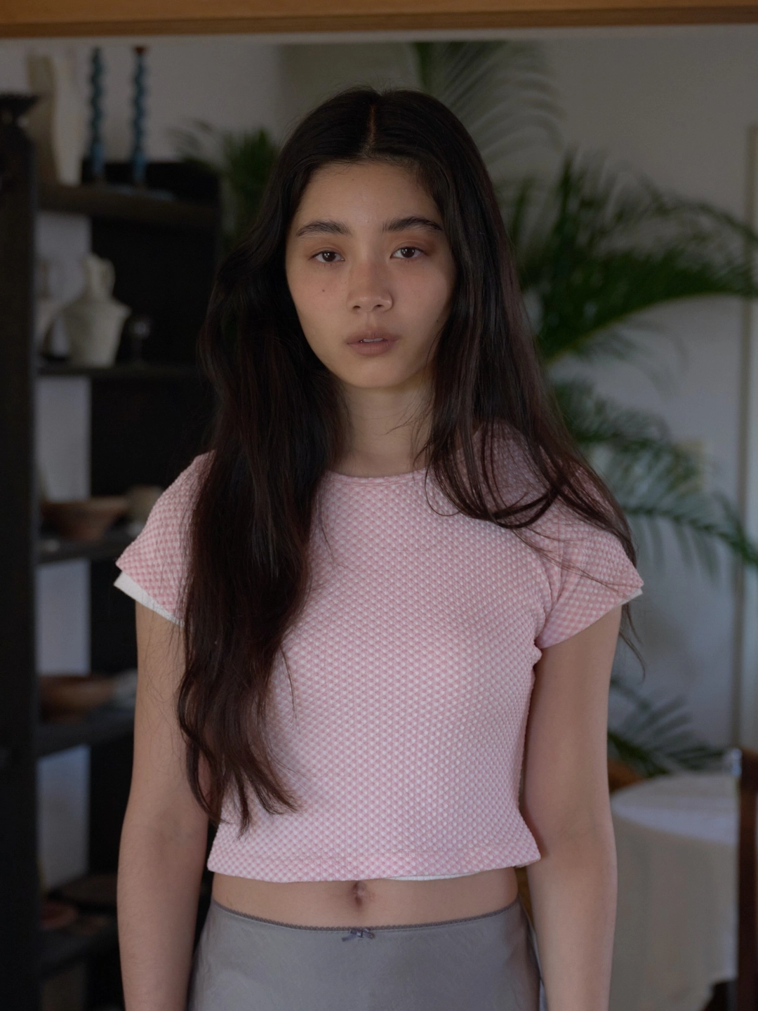 캐롤쇼페 CHECK JACQUARD BABY TOP IN PINK 상품 이미지 1