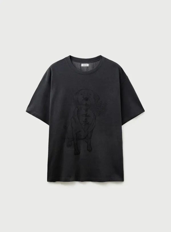 LEO VINTAGE PIGMENT TEE - CHARCOAL
