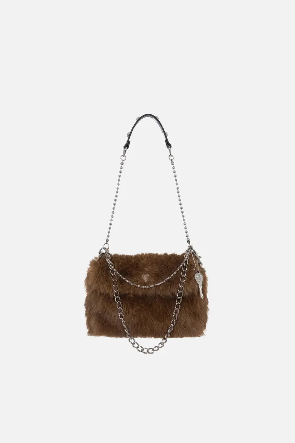 FUR MINI BAG - BROWN