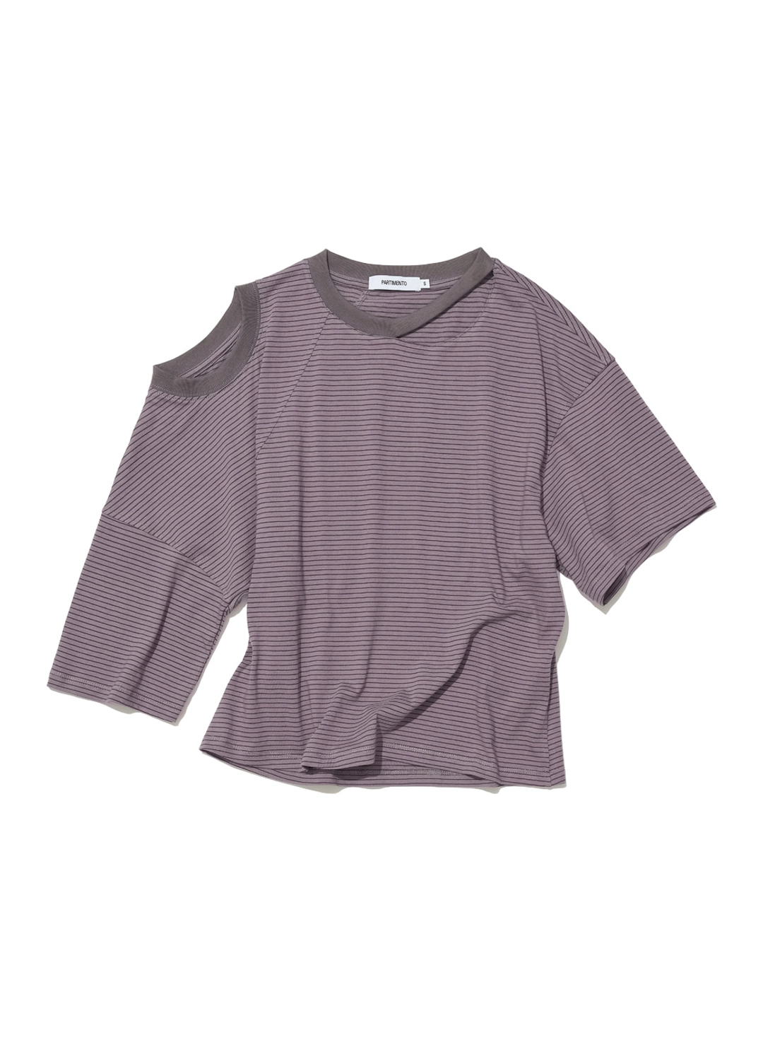 파르티멘토 [WOMEN] 2WAY CUT-OUT DECONSTRUCTED TOP_PLUM STRIPE 상품 이미지 1