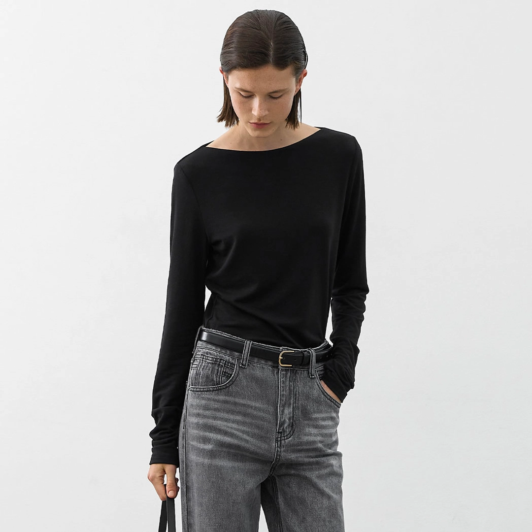 아뜰리에 나인 (Z-T-7093)ESSENTIAL BOAT NECK SLIM TEE 상품 이미지 2