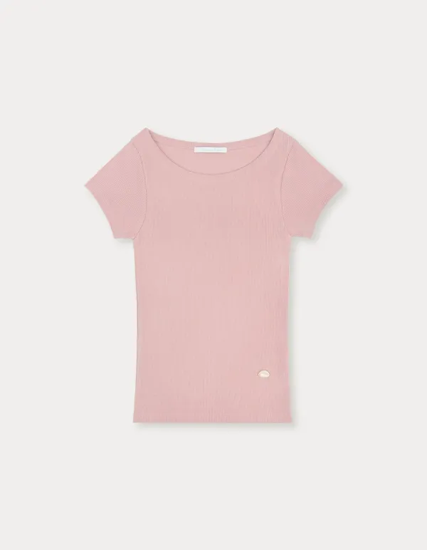 Boat Neck Pendant Top - Light Pink