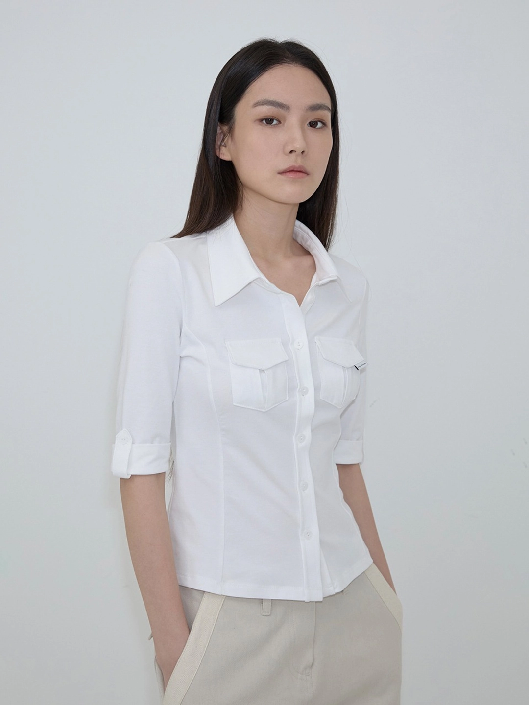 이네기 Sleek Pocket Shirt (ver.3) (white) 상품 이미지 1