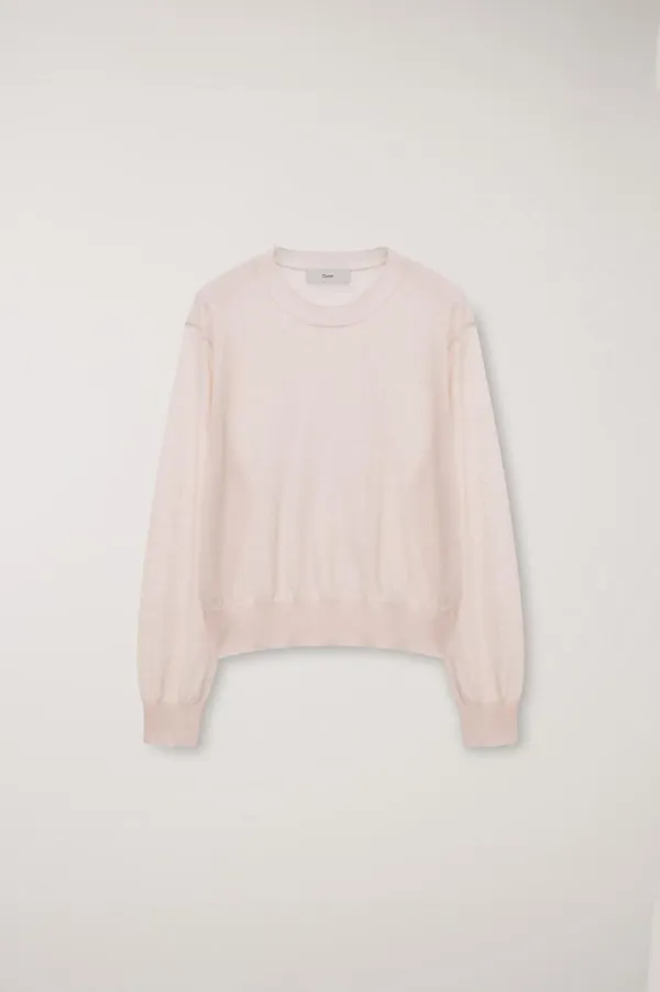 UNISEX SHEER CREWNECK SWEATER SOFT PINK_UDSW5A106P1