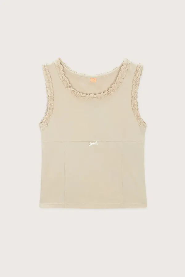 Ribbon Frill Sleeveless (Light Beige)