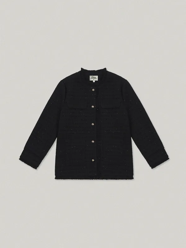Spangle Half Tweed Jacket - Black스팽글 하프 트위드 자켓 