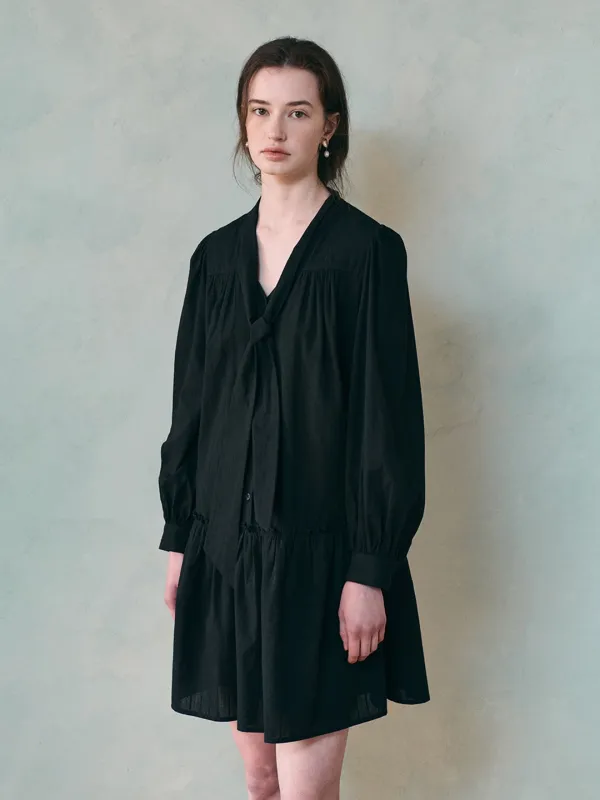 DARLENE bow neck dress_black