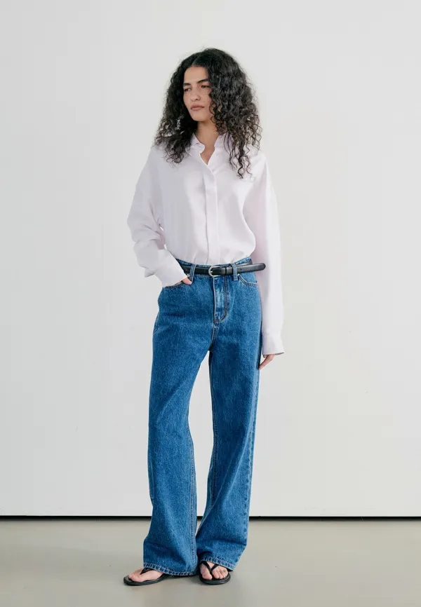 CLASSIC SEMI WIDE DENIM PANTS - BLUE