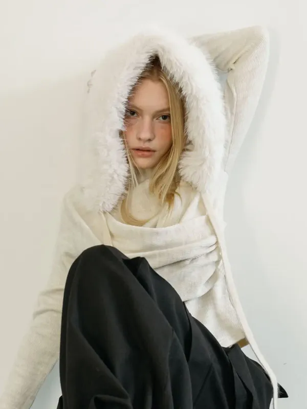 FUR STRAP BONNET / IVORY