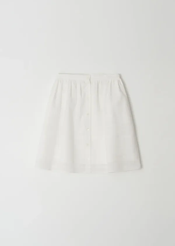 [60%] lace shirring button skirt-ivory