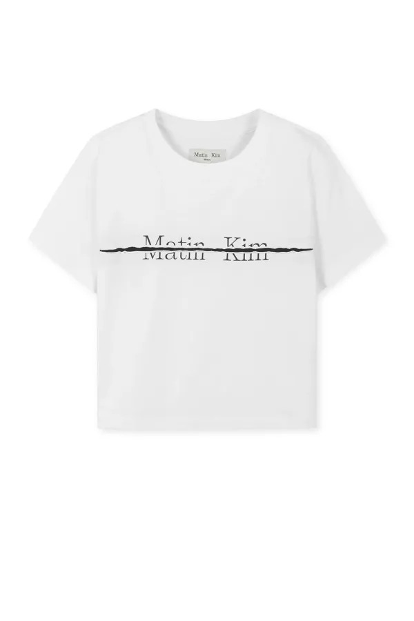 MATIN KIM LOGO CUTTED CROP TOP IN WHITE