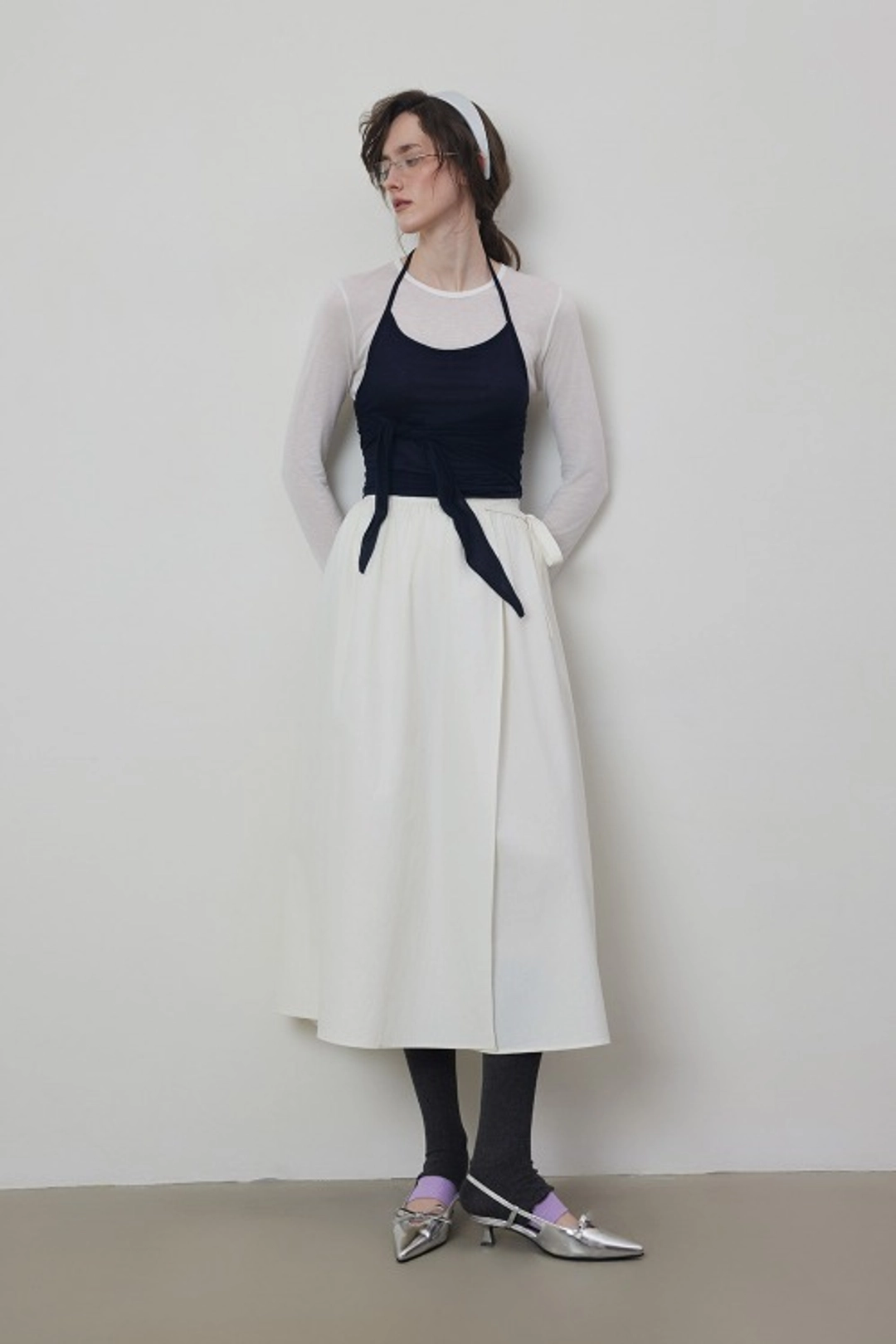 퀸스래빗 Getter Cotton Poplin Midi Wrap Skirt 상품 이미지 1