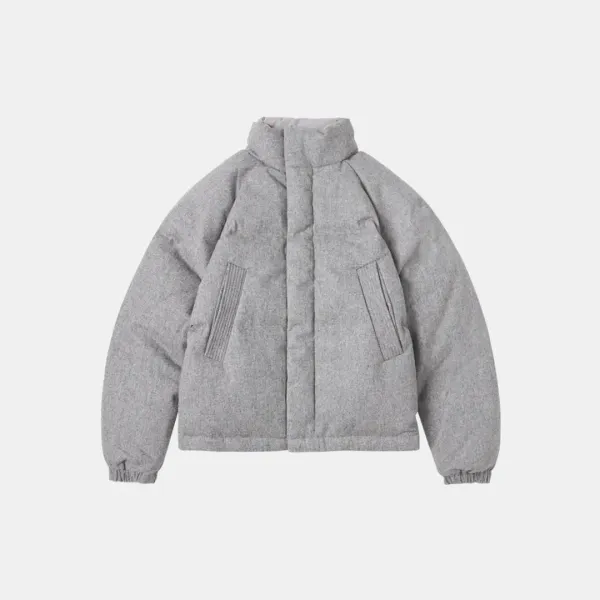 SIOT4010 모직 덕다운 크롭 패딩_Melange gray