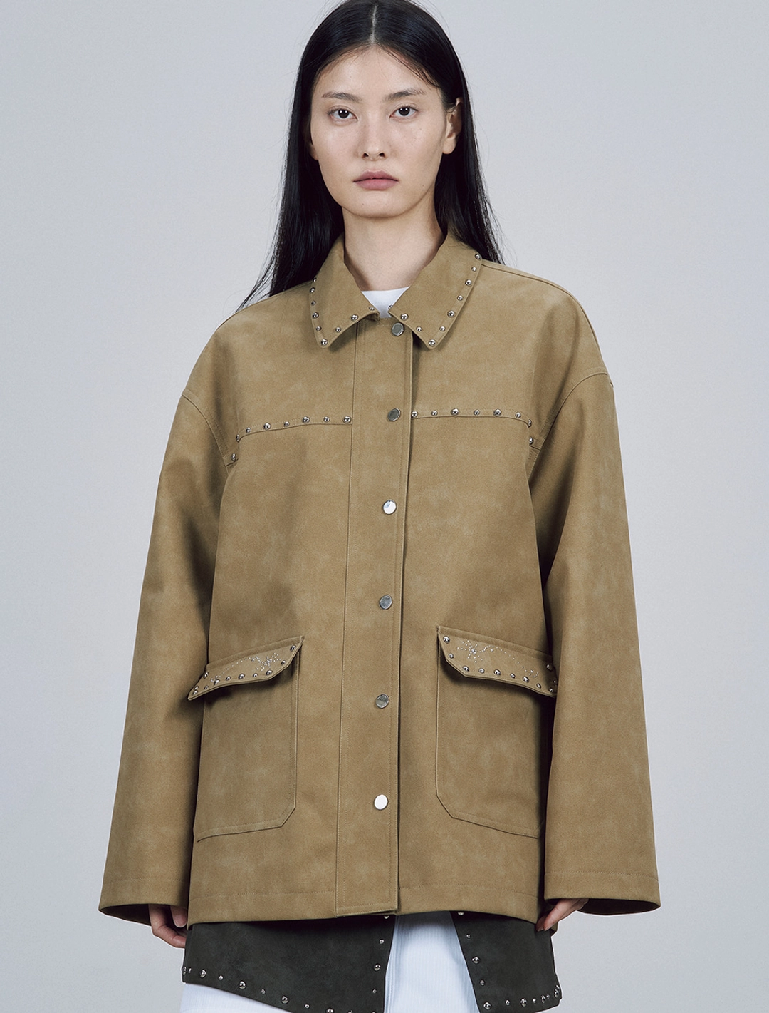 솔티페블 STUDDED SUEDE JACKET [BEIGE] 상품 이미지 2