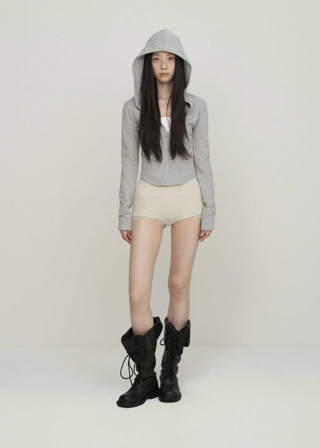 보헤미안서울 CURVE DART SLIM ZIP-UP, MELANGE GRAY 상품 이미지 2